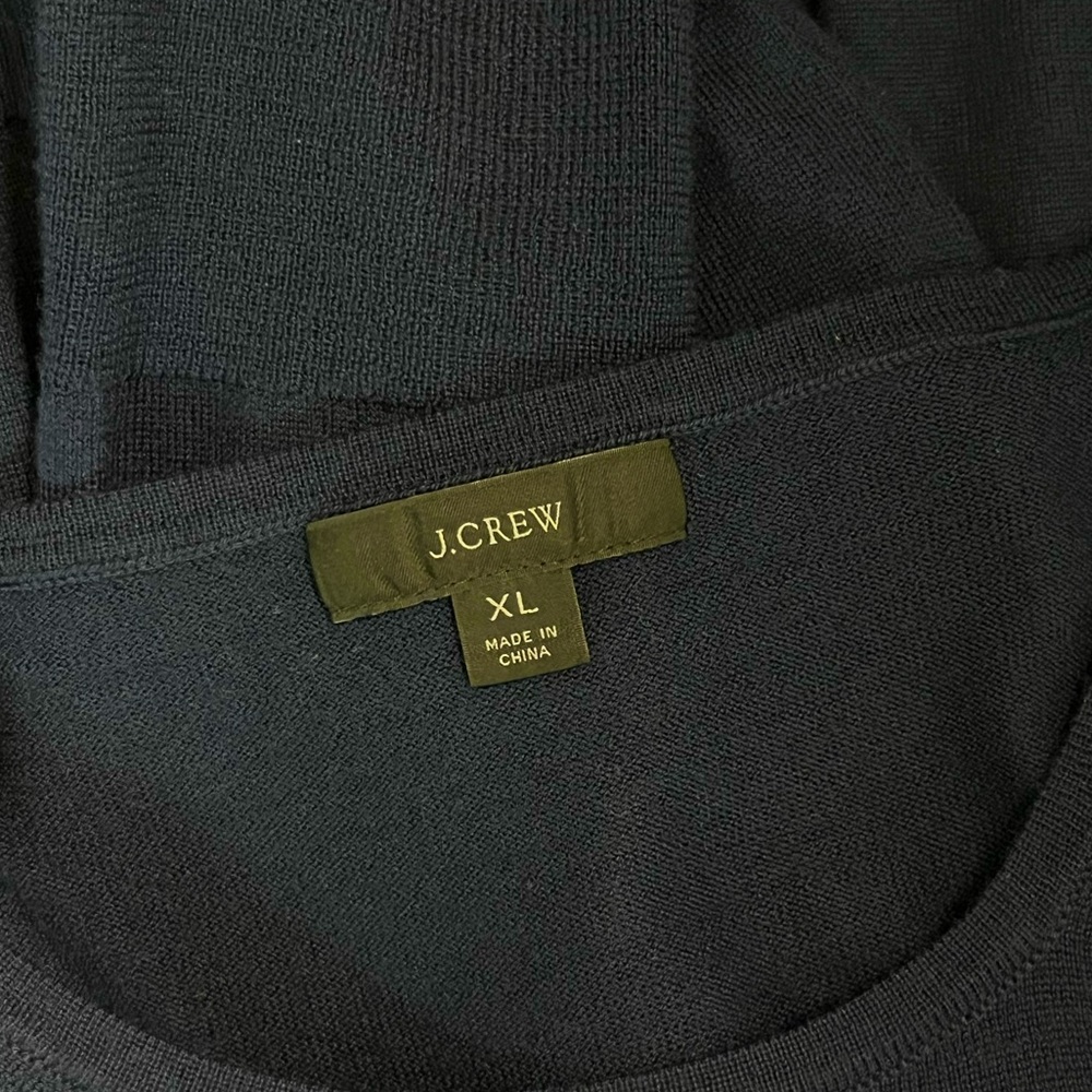 J. Crew Halle Crewneck 100% Merino Wool Sweater Navy Blue Size XL - Picture 8 of 8